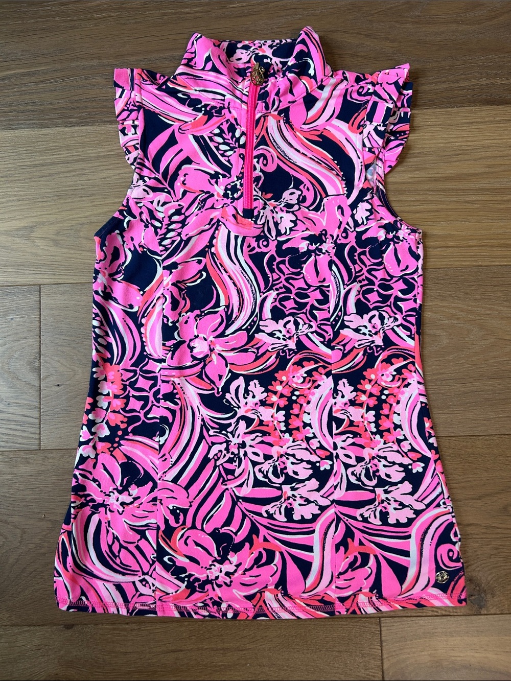 Lilly Pulitzer luxletic Larissa low tide navy half zip top size S